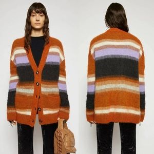 ACNE STUDIOS Kamber Alpaca Wool Oversized Cardigan in Orange & Multi Size M